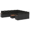 vidaXL 12-dijelni set vrtnih sofa od poliratana s jastucima crni