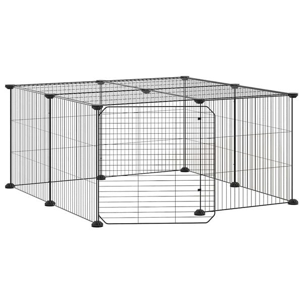 vidaXL Kavez za ljubimce s 12 panela i vratima crni 35 x 35 cm čelični