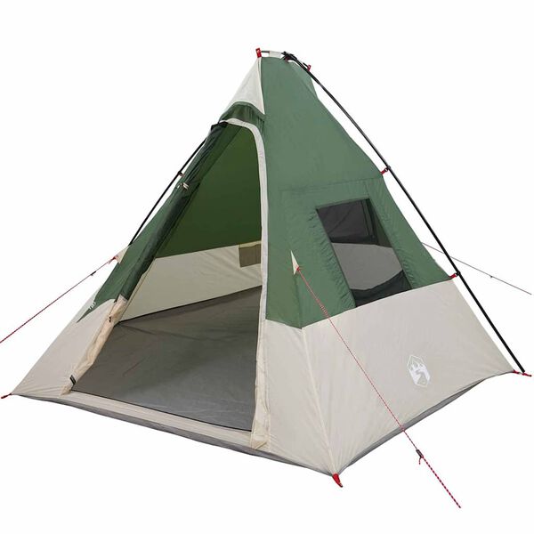 vidaXL Tipi šator s krovom s pohranom Zelena 383 x 338 x 217 cm taft