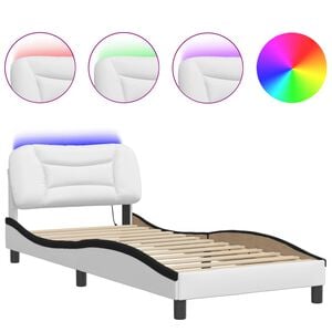 vidaXL Okvir kreveta s LED-om bez madraca Hvar bijelo-crni 80x200cm