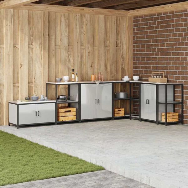 vidaXL Kuhinjsko skladi&scaron;tenje s policom Srebrno 60 x 50 x 92 cm Čelik