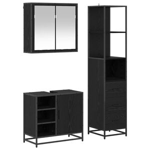 vidaXL Set namje&scaron;taja za kupaonicu 3 kom. Crni hrast 65 x 33 x 60 cm
