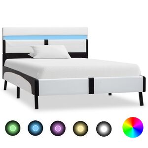 vidaXL Okvir za krevet od umjetne kože LED bijelo-crni 90 x 200 cm