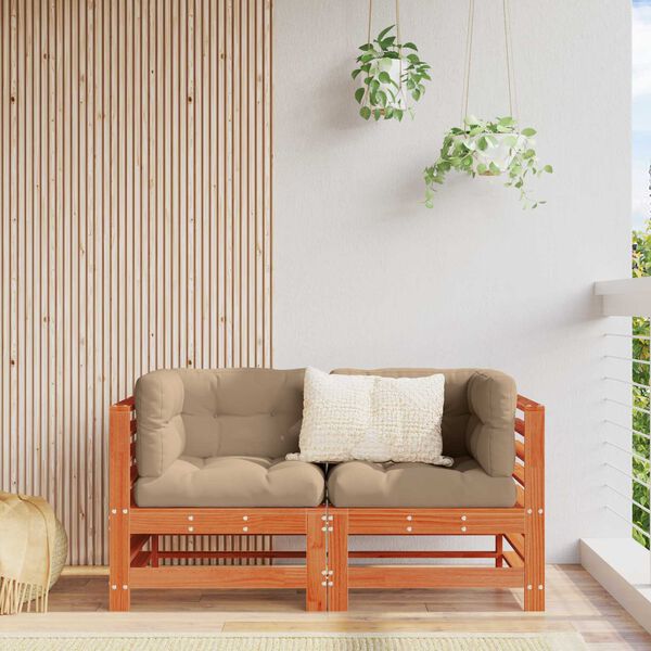 vidaXL Vrtni kutni kauč Masivna borovina Vosak Smeđa