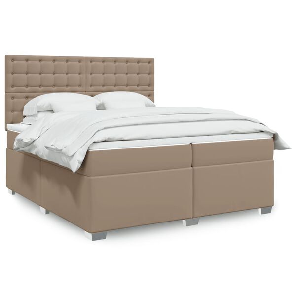 vidaXL Krevet box spring s madracem cappuccino 200x200cm umjetna koža