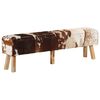 vidaXL Klupa smeđe-bijela 160x28x50 cm od prave kozje kože