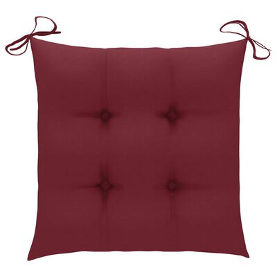 vidaXL Vrtne stolice s jastucima boja vina 2 kom od masivne tikovine