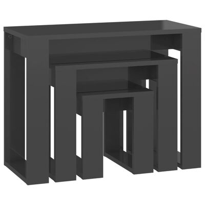 vidaXL Uklapajući stolići 3 kom sjajni sivi od konstruiranog drva