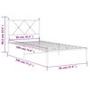 vidaXL Metalni okvir za krevet s uzglavljem bijeli 90 x 190 cm
