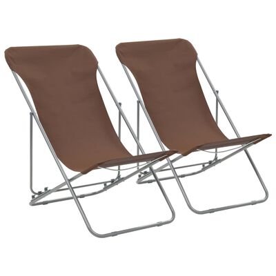 vidaXL Sklopive stolice za plažu 2 kom čelik i tkanina Oxford smeđe