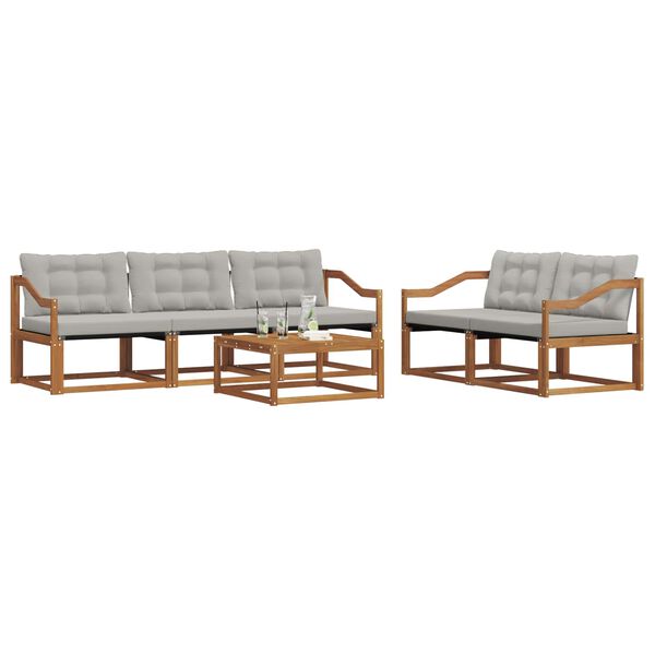 vidaXL Set vanjskih sofa s jastukom 6 pcs Prirodna i svijetlo siva