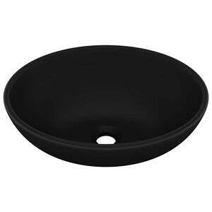 vidaXL Luksuzni ovalni umivaonik mat crni 40 x 33 cm keramički