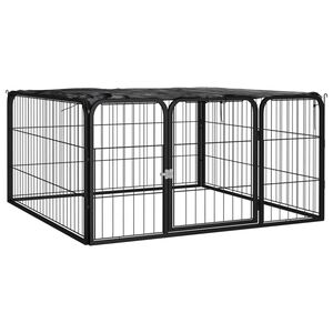 vidaXL Ograda za pse s 4 panela crna 100 x 50 cm čelik obložen prahom