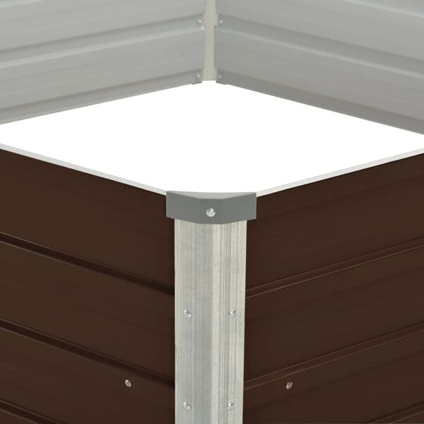 vidaXL Povi&scaron;ena vrtna gredica smeđa 129 x 129 x 45 cm pocinčani čelik