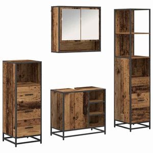 vidaXL Set namje&scaron;taja za kupaonicu 4 kom. Staro drvo 65 x 33 x 60 cm