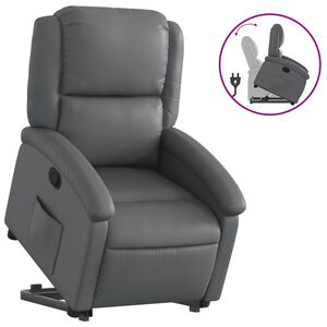 vidaXL Naslonjač na podizanje od umjetne kože siva