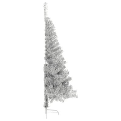 vidaXL Umjetna polovica božićnog drvca sa stalkom srebrna 150 cm PET