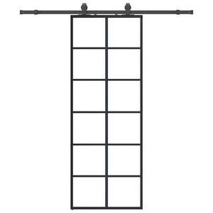 vidaXL Klizna vrata s priborom crna 76 x 205 cm od ESG stakla
