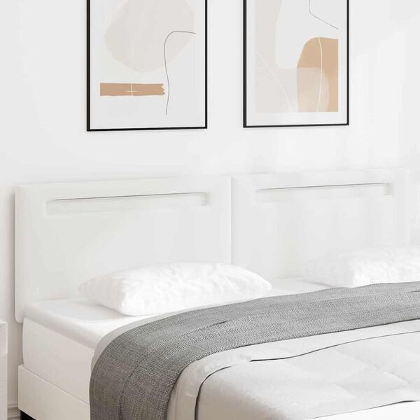 vidaXL LED glava kreveta Bijelo 180 cm Lažna koža
