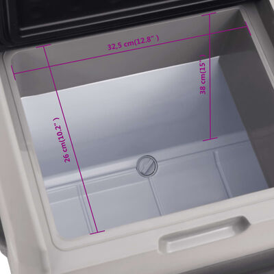 vidaXL Prijenosni hladnjak s kotačima i adapterom crno-sivi 40 L PP