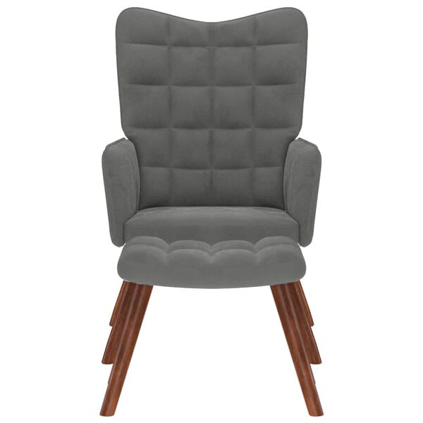 vidaXL Opu&scaron;tajuća fotelja sa stolicom tamno sivi bar&scaron;un