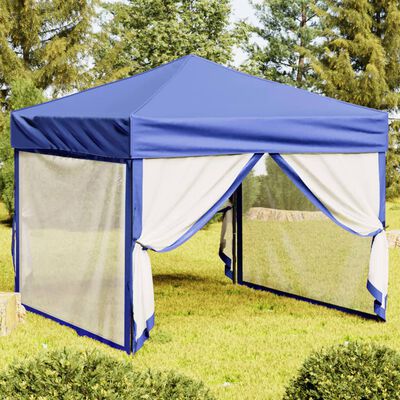 vidaXL Sklopivi šator za zabave s bočnim zidovima 3 x 3 m plavi