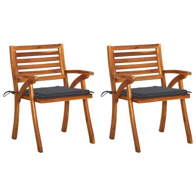 vidaXL Vrtne blagovaonske stolice s jastucima 2 kom od bagremovog drva