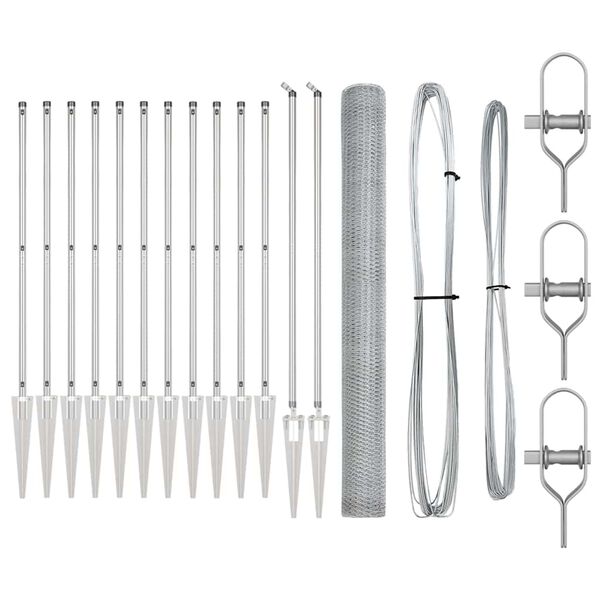 vidaXL Stup za ogradu Srebrno 25 x 1,6 m (mreža 25 mm) Čelik