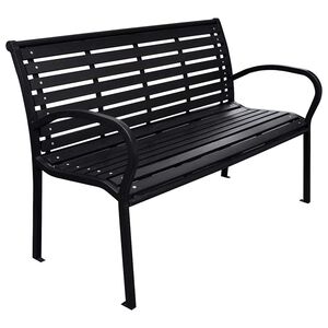 vidaXL Vrtna klupa crna 116 cm od čelika i WPC-a