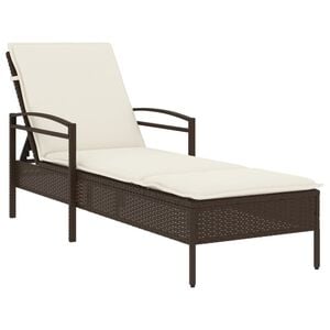 vidaXL Ležaljka za sunčanje s jastukom smeđa 63x200x81 cm poliratan