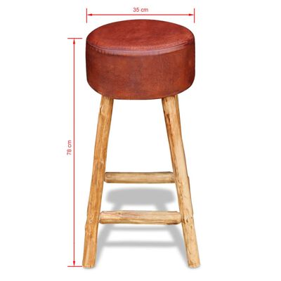 vidaXL Barski stolac od prave kože smeđi