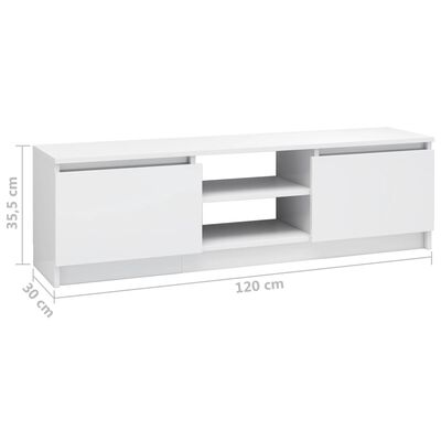 vidaXL TV ormarić od iverice visoki sjaj bijeli 120 x 30 x 35,5 cm