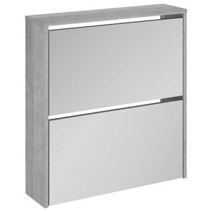 vidaXL Ormarić za cipele s ogledalom 2 razine boja hrasta 63x17x67 cm