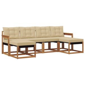 vidaXL Set vanjskih sofa s jastukom 6 pcs Prirodna i bež