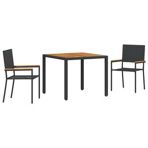 vidaXL Vrtni set za objed 3 pcs Crna poliratan