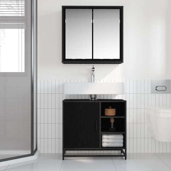 vidaXL Set namje&scaron;taja za kupaonicu 2 pcs Crni hrast Konstruirano drvo