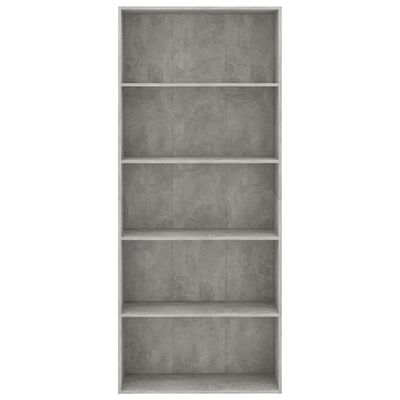 vidaXL Ormarić za knjige s 5 razina boja betona 80x30x189 cm drveni