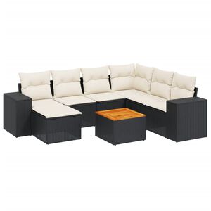 vidaXL 8-dijelni set vrtnih sofa od poliratana s jastucima crni