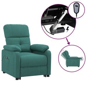 vidaXL Električni naslonjač od tkanine tamnozeleni