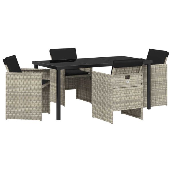 vidaXL Vrtni set za objed 5 pcs Svijetlo siva poliratan