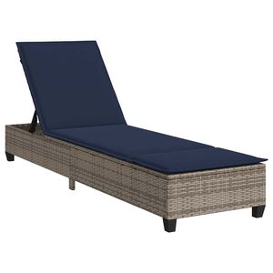 vidaXL Ležaljka s jastucima siva 55x200x25,5 cm poli ratan