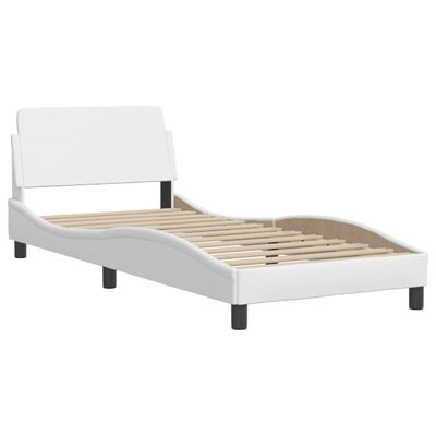 vidaXL Okvir kreveta s LED svjetlima bijeli 90 x 190 cm umjetna koža