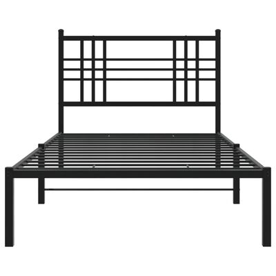 vidaXL Metalni okvir za krevet s uzglavljem crni 107x203 cm