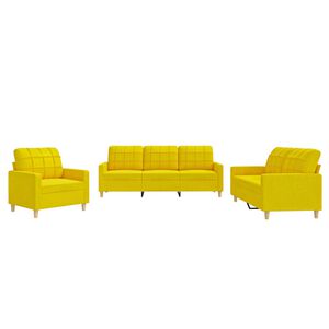 vidaXL 3-dijelni set sofa s jastucima svjetložuti od tkanine