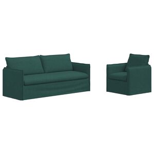 vidaXL Sofa 2 pcs Tamnozelena 196 x 82 x 85 cm tkanina