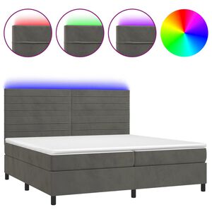 vidaXL Krevet box spring s madracem LED tamnosivi 200x200 cm bar&scaron;un