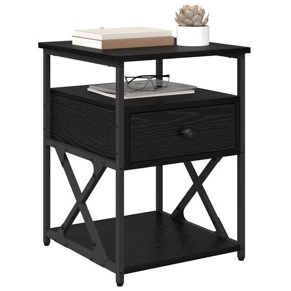 vidaXL Noćni ormar Crni hrast 40 x 42 x 55 cm Konstruirano drvo