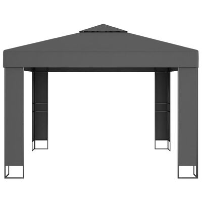vidaXL Sjenica s dva krova i LED svjetlosnim trakama 3 x 3 m antracit