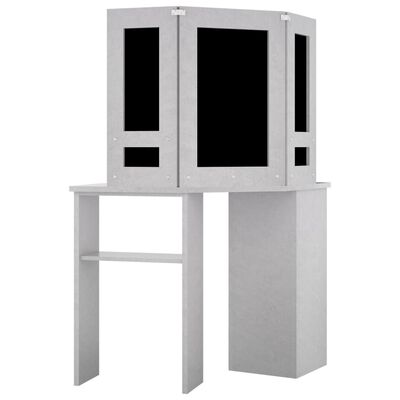 vidaXL Kutni toaletni stolić LED siva boja betona 111 x 54 x 141,5 cm
