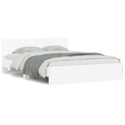 vidaXL Okvir za krevet s uzglavljem i LED bijeli 150x200 cm